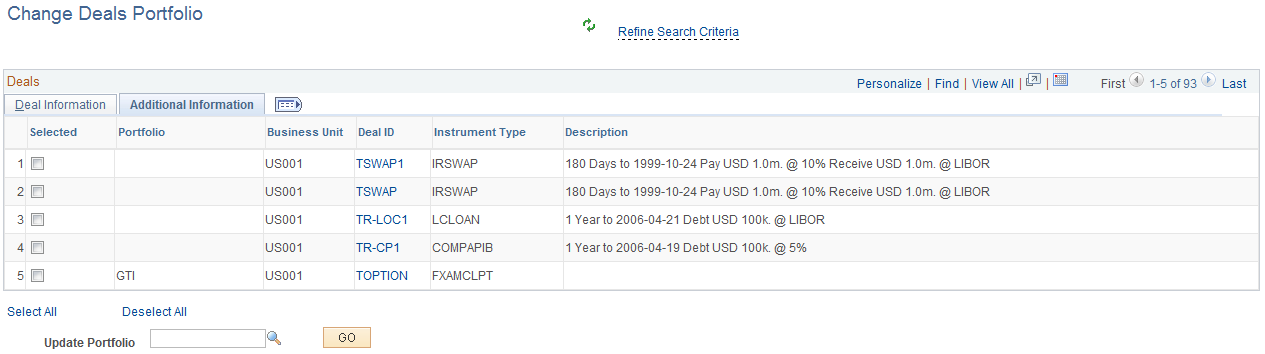 Change Deals Portfolio page - Additional Information tab