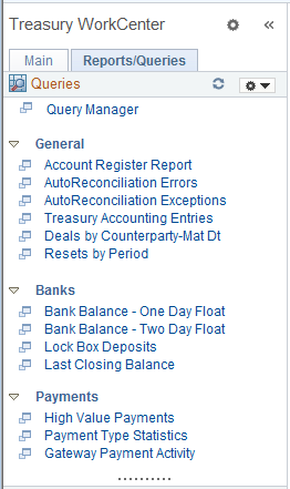 Treasury WorkCenter - Queries Pagelet