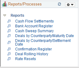 Treasury WorkCenter - Reports/Processes Pagelet