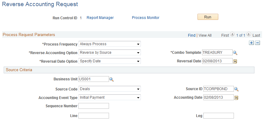 Reverse Accounting Request page to reverse by Source values