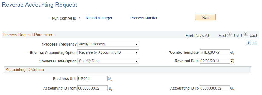 Reverse Accounting Request page to reverse by Accounting ID