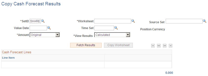 Copy Cash Forecast Results page