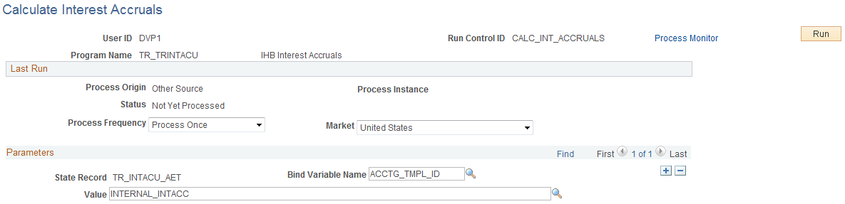 Calculate Interest Accruals page