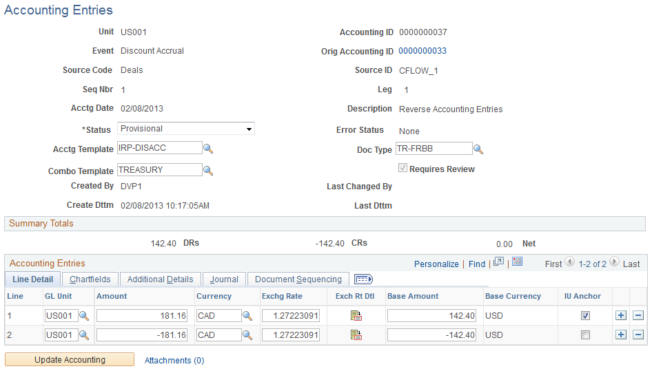 Accounting Entries page