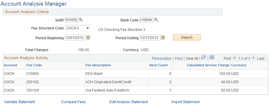 Account Analysis Manager page