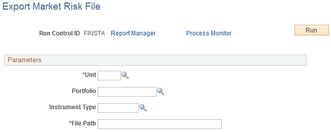 Export Market Risk File page