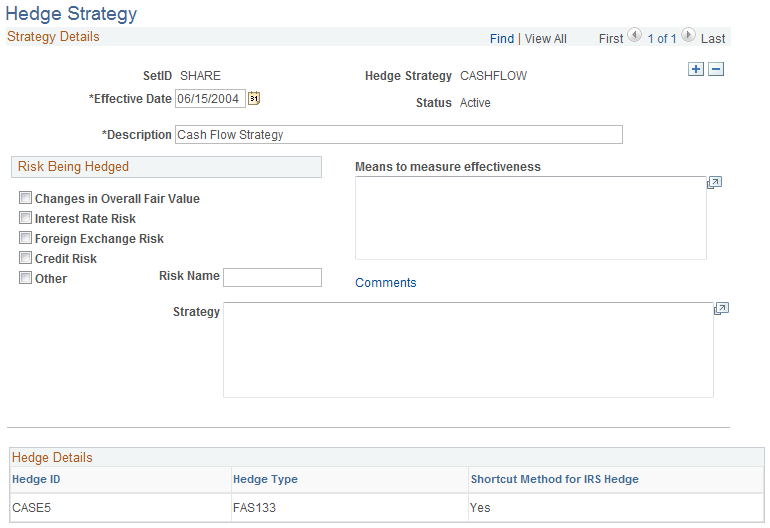 Hedge Strategy page