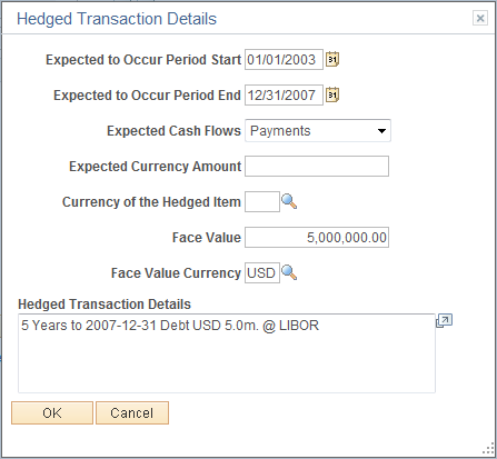 Hedged Transaction Details page