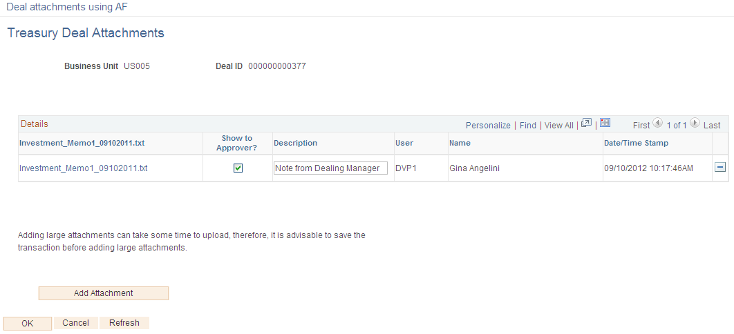 Treasury Deal Attachments page
