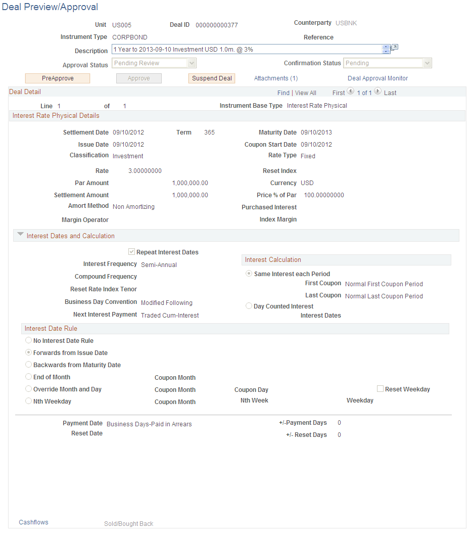 Deal Preview/Approval page