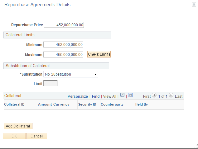 Repurchase Agreements Details page