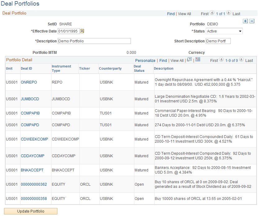 Deal Portfolios page (1 of 2)