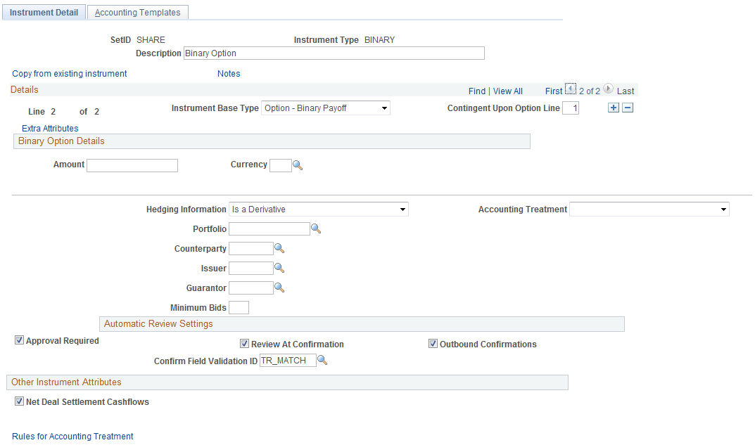 Instrument Detail page for a Binary Option (Line 2 of 2)