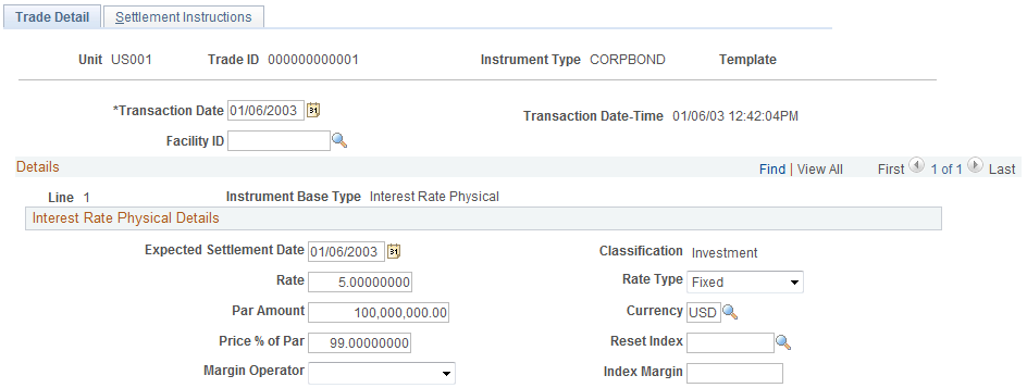 Trade Detail page (1 of 2)