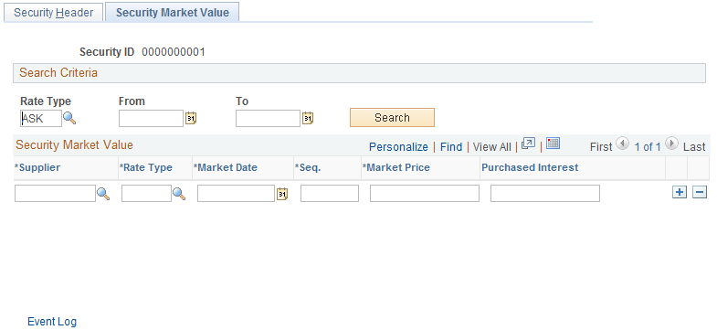 Security Market Value page