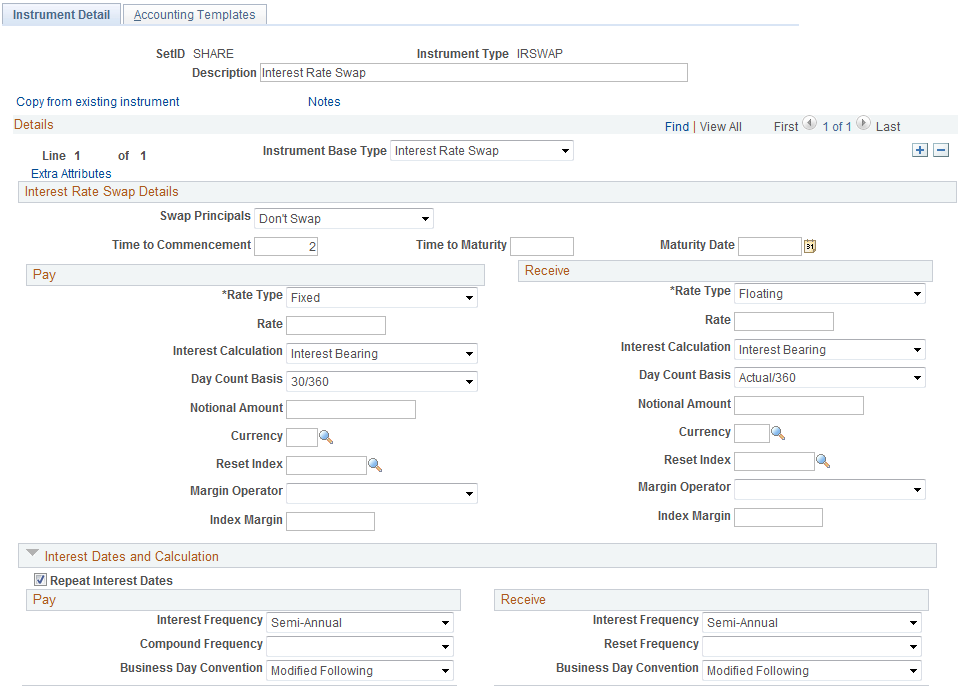 Instrument Detail page for an Interest Rate Swap (1 of 3)