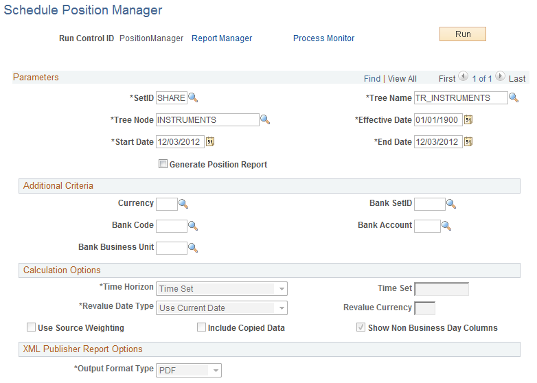 Schedule Position Manager page