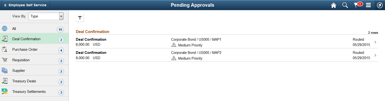 Deal Confirmation - Pending Approvals page (LFF)