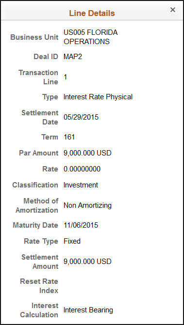 Treasury Deals - Line Details page (SFF)