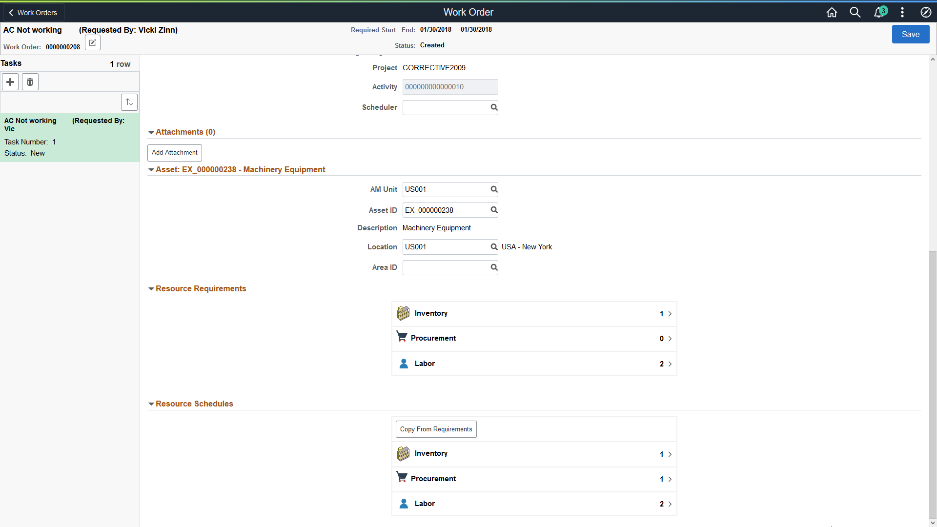 Work Order - Task Details page (2 of 2)