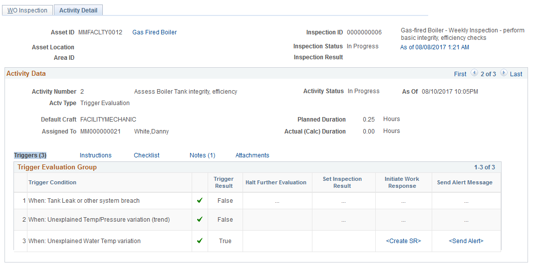 Trigger Evaluation Activity Detail Page