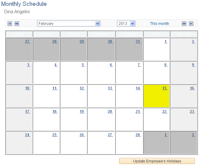 Monthly Schedule page