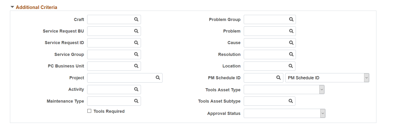 Work Order Workbench - Task Search page (2 of 5)