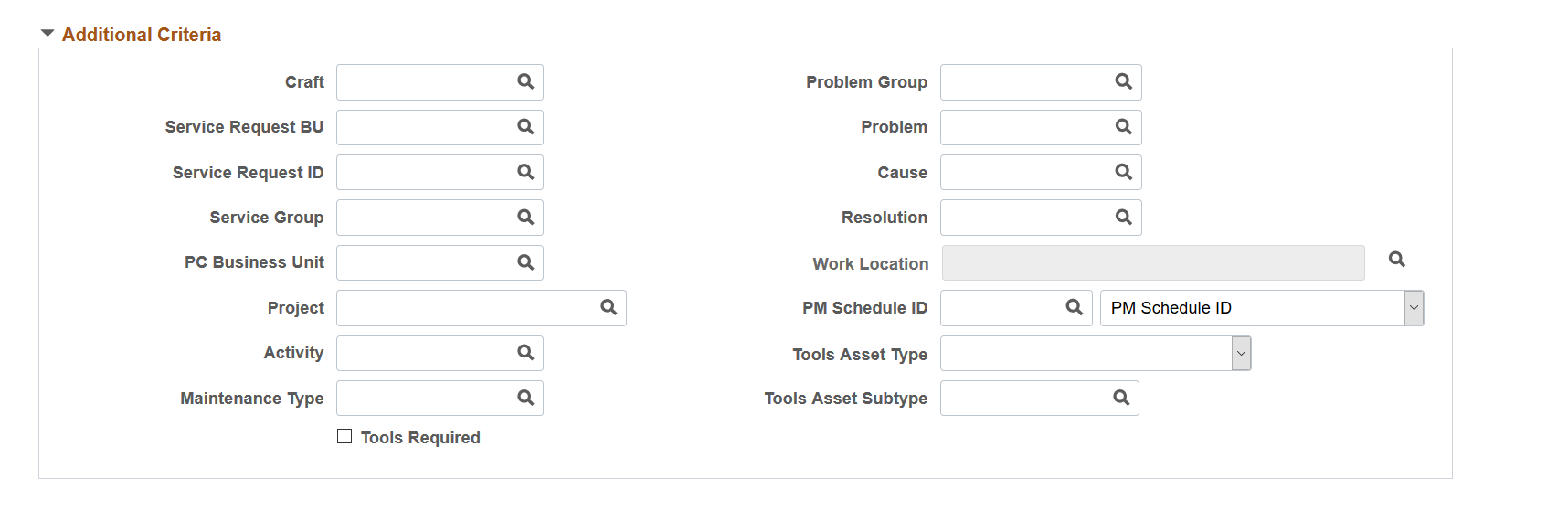 Technician Workbench - Task Search page (2 of 5)