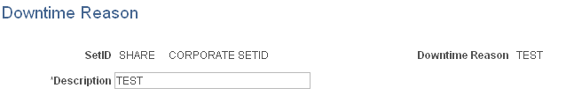 Downtime Reason page