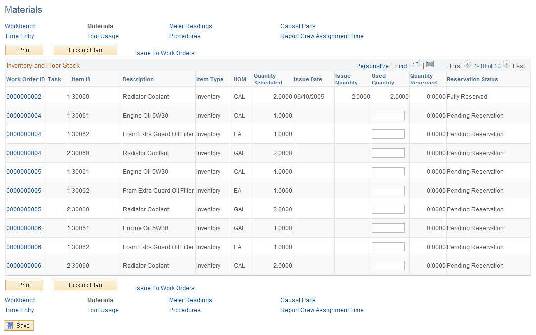 Materials page