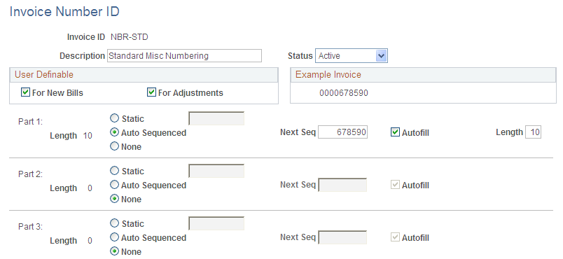 Invoice Number ID page