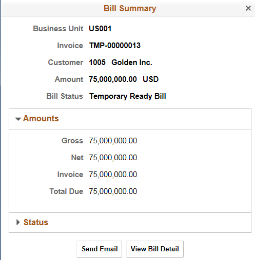 Bill Summary page (SFF) 1 of 2