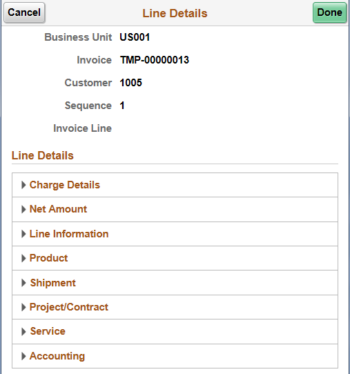 Line Details page (SFF)