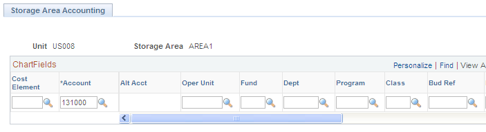 Storage Area Accounting page (partial page)