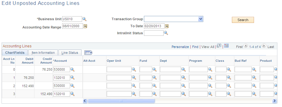 Edit Unposted Accounting Lines page