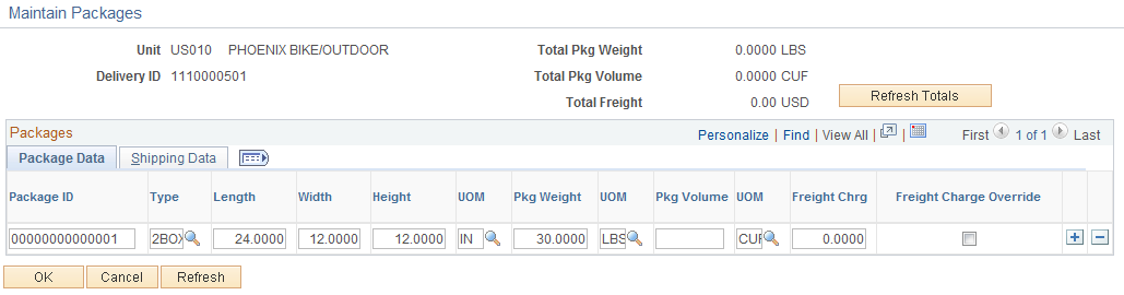 The Delivery Management Workbench- Packages page