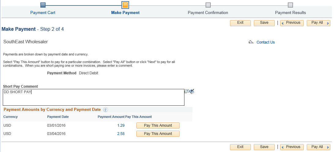 Make Payment - Step 2 of 4 for a Direct Debit payment