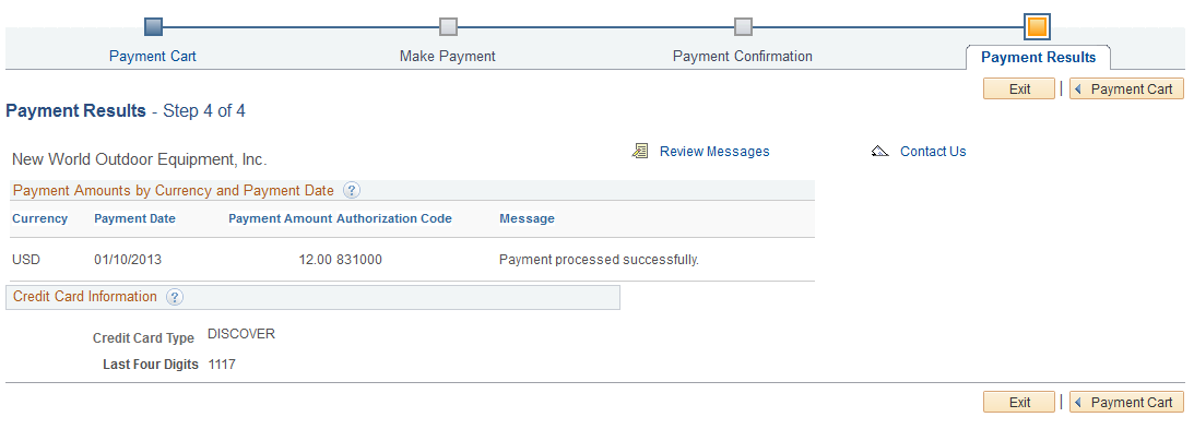 Payment Results - Step 4 of 4 (hosted credit card model)