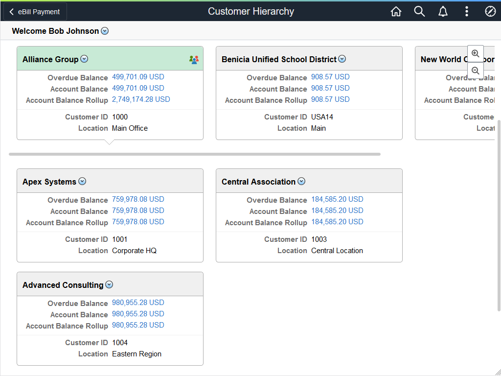 Customer Hierarchy - Show Peers page