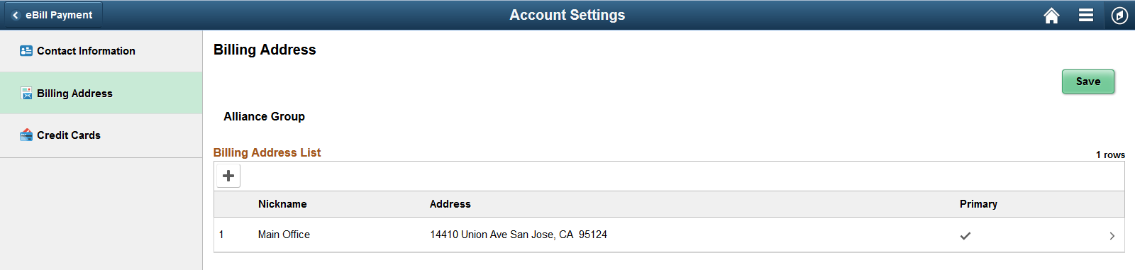 Account Settings - Billing Address page (LFF)