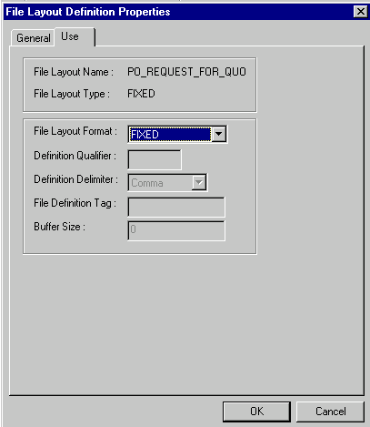 File Layout Definition Properties dialog box