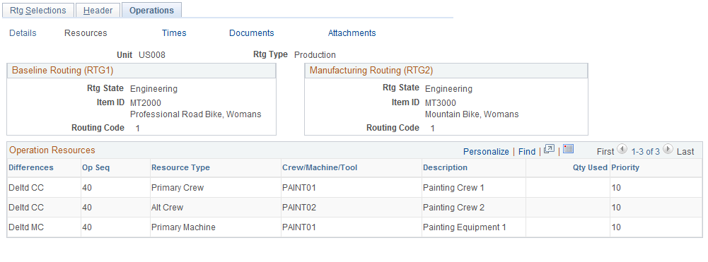 Routing Comparison - Operations: Resources page