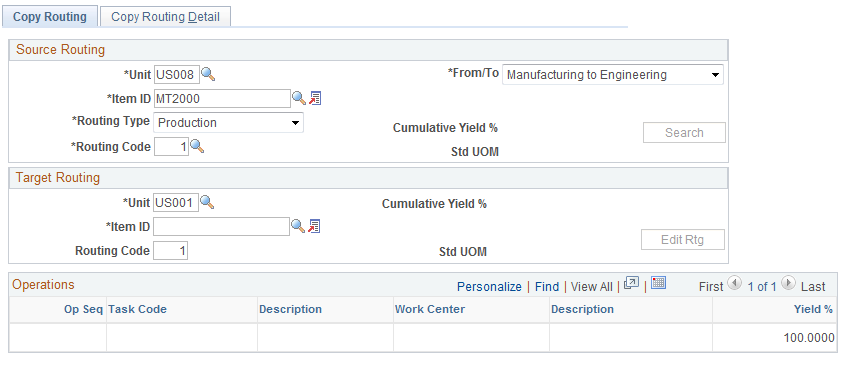 Copy Routing page