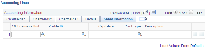 Asset Information tab