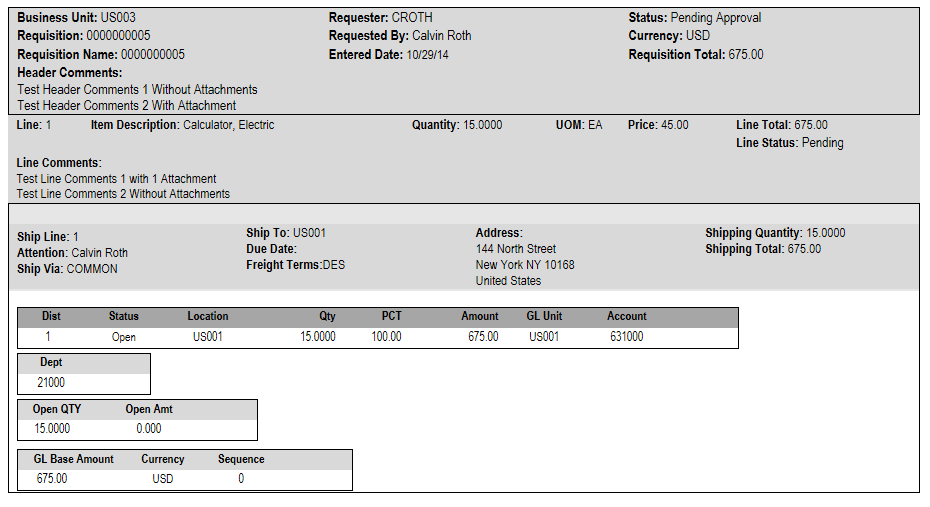 Line Details page