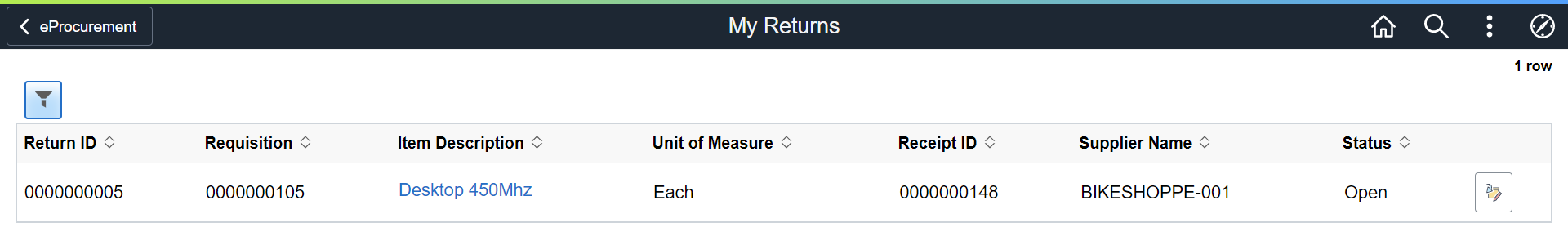 My Returns page