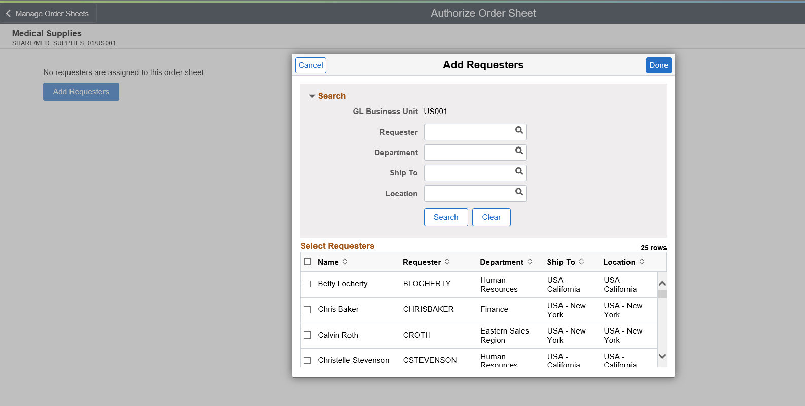 Authorize Requesters to Order Sheets