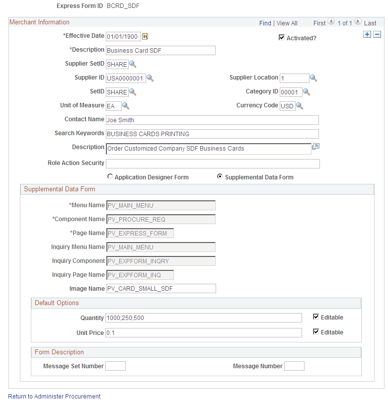 Supplemental Data Form