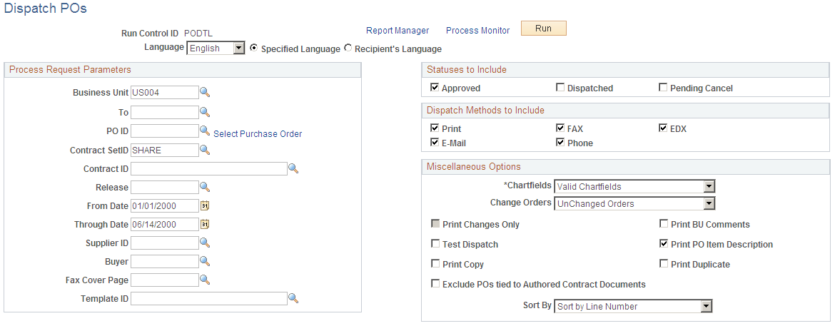 Batch Dispatcher (Dispatch POs page) with Oracle XML Publisher enabled