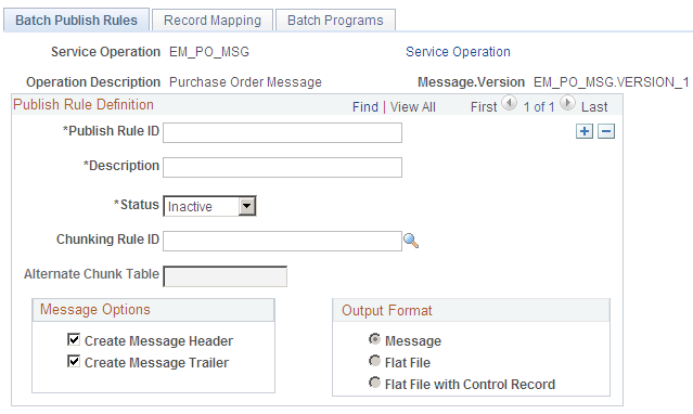 Batch Publish Rules page